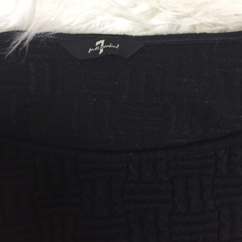 7FAMK Jacquard Black Crop Top with Leather Accents - Picture 6 of 7